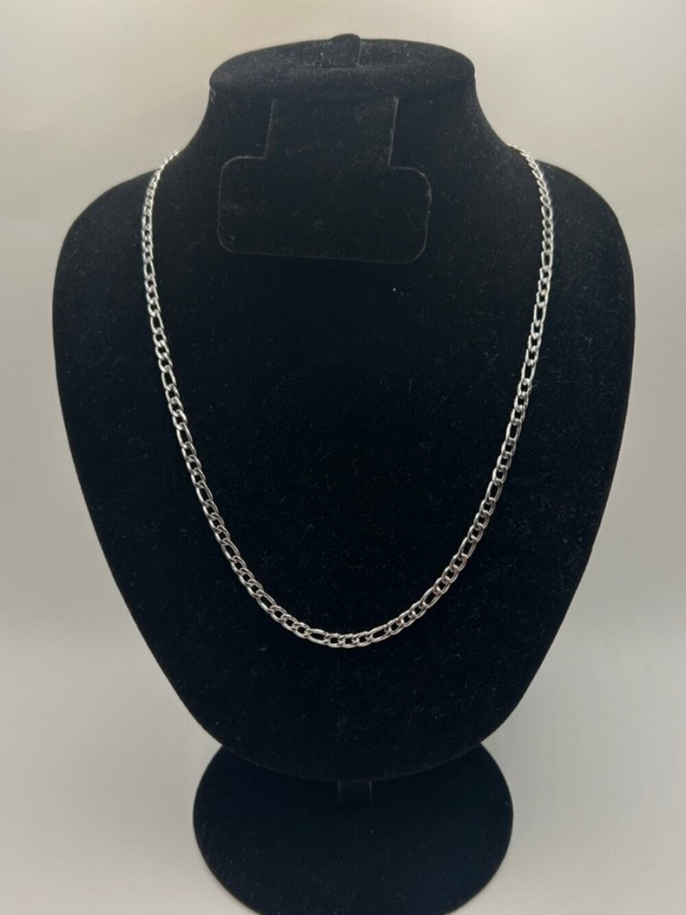 Mens Figaro Chain Real Silver 22 Inch Plated 3mm Classic Everyday Waterproof